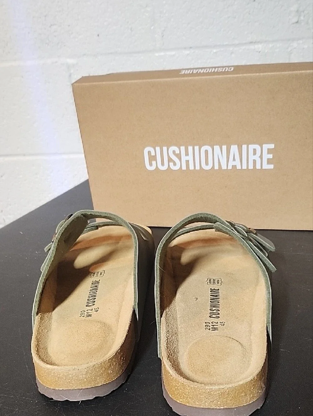 CUSHIONAIRE Labe Olive Slide Sandals